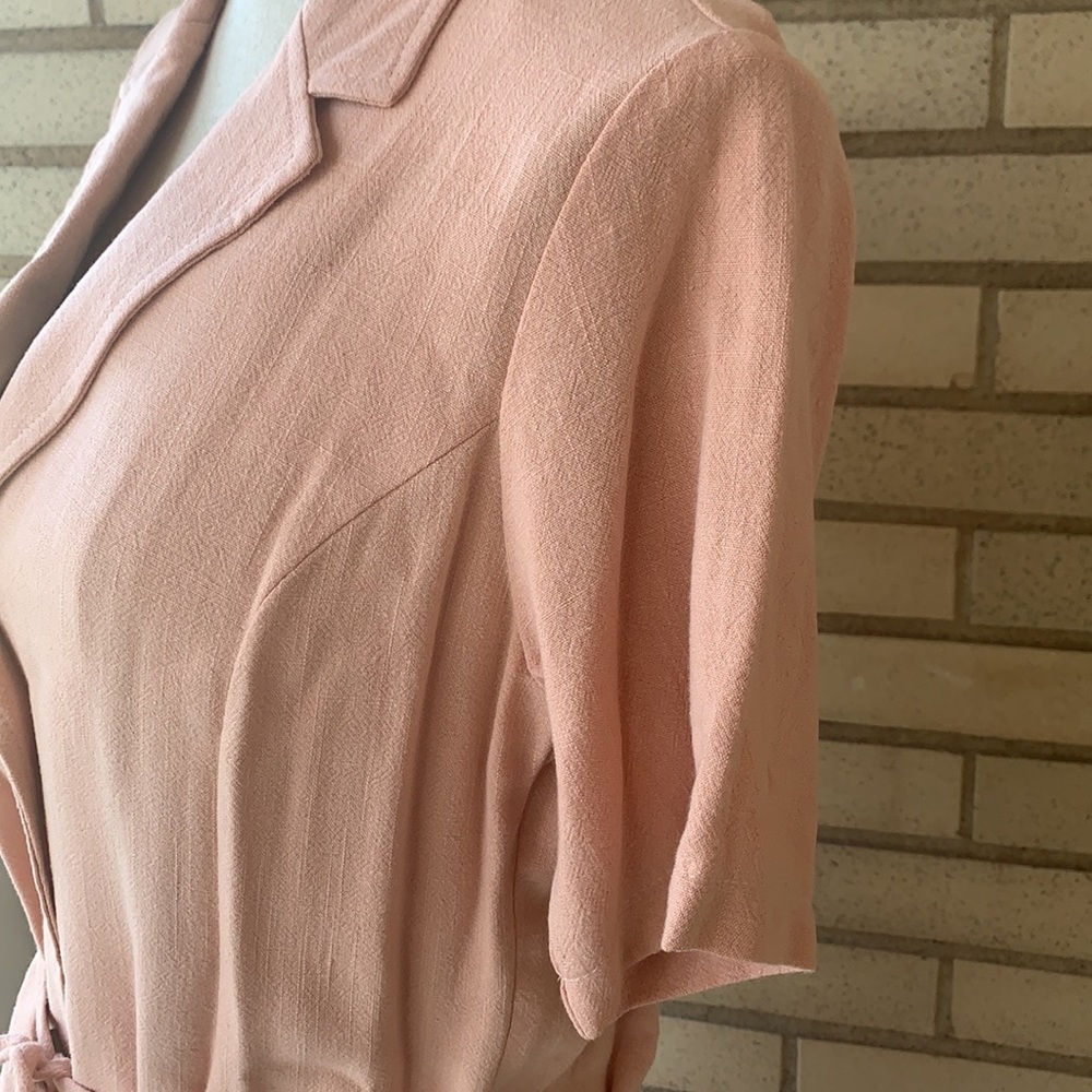 โDONATEDโPeach Blush Button Up V-neck Tie Waist Dress - Picture 8 of 15
